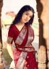 Maroon Pure Satin Silk Saree With Zari Weaving