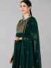 Women Green Ethnic Motifs Embroidered Empire Thread Work Kurta with Trousers