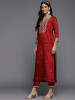 Women Red Ethnic Motifs Embroidered Sequinned Liva Kurta with Trousers & Dupatta