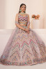 Pink Net Handwork Wedding-Wear Bridal Lehenga Choli