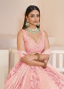 Light Pink Georgette Handwork Wedding-Wear Bridal Lehenga Choli