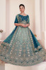 Sea Blue Net Handwork Wedding-Wear Bridal Lehenga Choli
