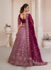 Purple Net Handwork Wedding-Wear Bridal Lehenga Choli