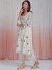 Floral Embroidered A-Line Thread Work Kurta With Palazzos & Dupatta