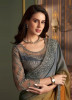 Gray & Orange Chiffon Embroidered Party-Wear Boutique-Style Saree