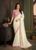 White Silk Embroidered Party-Wear Boutique-Style Saree