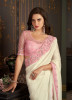 White Silk Embroidered Party-Wear Boutique-Style Saree