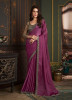 Purple Silk Chiffon Embroidered Party-Wear Boutique-Style Saree