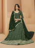 Green Georgette Embroidered Party-Wear Floor-Length Salwar Kameez