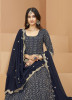 Navy Blue Georgette Embroidered Party-Wear Floor-Length Salwar Kameez