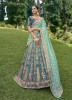 Sage Blue Silk Handwork Wedding-Wear Bridal Lehenga Choli