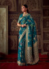 Teal Blue Kanjivaram Woven Silk Party-Wear Saree