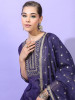 Women Purple Embroidered Kurti with Trousers