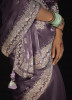 Lilac Organza Silk Thread-Work Party-Wear Embroidery Saree