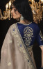 Light Beige Organza Silk Thread-Work Party-Wear Embroidery Saree