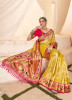 Yellow Soft Tissue Woven Paithani Silk Saree For Traditional / Religious Occasions