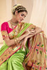 Light Lime Green Soft Tissue Woven Paithani Silk Saree For Traditional / Religious Occasions