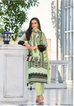 Light Sage Green Soft Organza Thread-Work Festive-Wear Pakistani Readymade Salwar Kameez