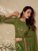 Floral Embroidered Zari Kurta & Trousers With Dupatta