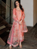 Women Peach-Coloured Floral Kurta with Trousers & Dupatta