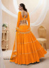 Orange Georgette Bandhani Printed Lehenga Choli For Traditional / Religious Occasions