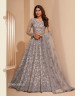 Silver Gray Net Embroidered Wedding-Wear Bridal Lehenga Choli With Can-Can