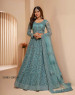 Light Blue Net Embroidered Wedding-Wear Bridal Lehenga Choli With Can-Can