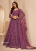 Purple Net Embroidered Wedding-Wear Bridal Lehenga Choli With Can-Can