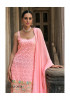 Pink Faux Georgette Sequins-Work Party-Wear Sharara-Bottom Salwar Kameez