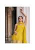 Yellow Faux Georgette Sequins-Work Party-Wear Sharara-Bottom Salwar Kameez