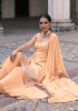 Peach Faux Georgette Sequins-Work Party-Wear Sharara-Bottom Salwar Kameez