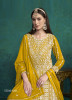 Mustard Yellow Georgette Embroidered Party-Wear Floor-Length Salwar Kameez