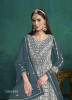 Sea Blue Georgette Embroidered Party-Wear Floor-Length Salwar Kameez