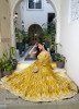 Yellow Butterfly Net Embroidered Party-Wear Stylish Lehenga Choli