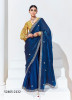 Blue Organza Digitally Printed Party-Wear Boutique-Style Saree