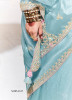 Light Blue Organza Digitally Printed Party-Wear Boutique-Style Saree