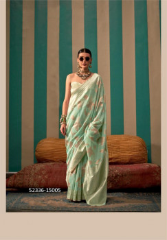 Mint Green Woven Handloom Linen Saree For Traditional / Religious Occasions